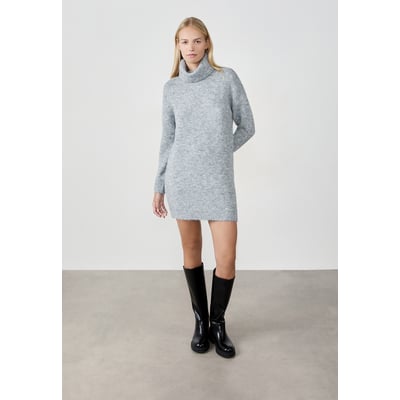 Robe Pull En Tricot Pour Femme - Col Roulé - Longueur Genou - Gris - Hiver - Tendance Décontractée
