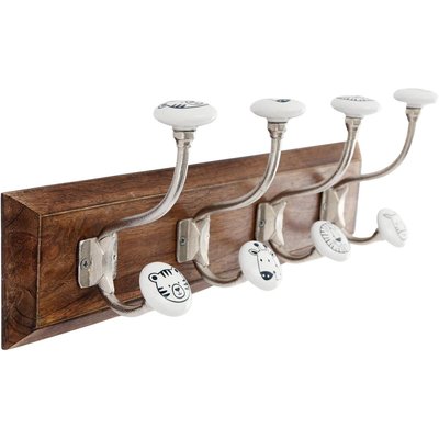 Patère pour enfants en bois de manguier Animaux JARDINDECO