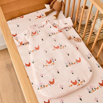 Gigoteuse hiver, en gaze de coton bio, imprimé poules, POULETTE LA REDOUTE INTERIEURS