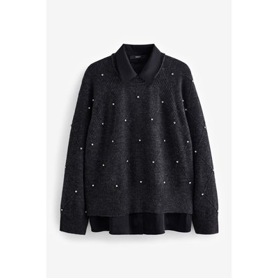 Pull à losanges avec pierres et chemise NEXT