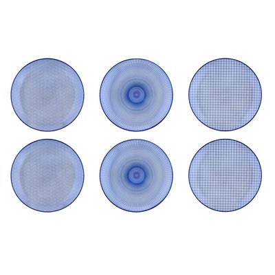 Lot de 6 assiettes plates en porcelaine, PATTERN BJORN