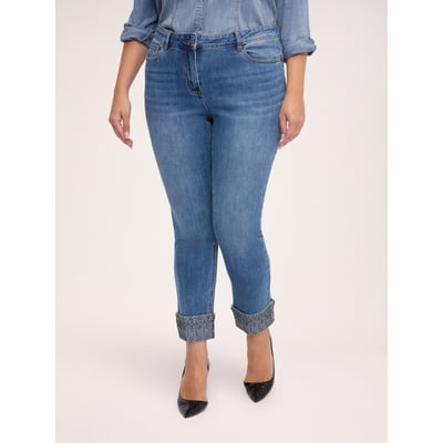 Jean skinny avec revers en strass FIORELLA RUBINO