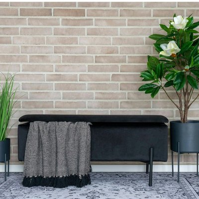 Banc avec rangement en velours noir BRUGES PIER IMPORT