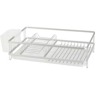 Égouttoir à vaisselle aluminium argenté avec porte couverts RECOLLECTION