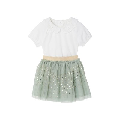 Ensemble cérémonie T-shirt et jupon en tulle VERTBAUDET