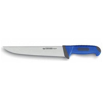 Couteau trancheur pour bouchers Fischer Sandvik 23cm manche bleu FISCHER
