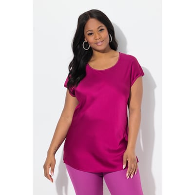 Blouse en satin. Col rond à couture ULLA POPKEN