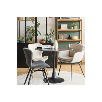 Table à manger ronde en céramique et pied tulipe en métal L90 - MARSA HELLIN, DEPUIS 1862