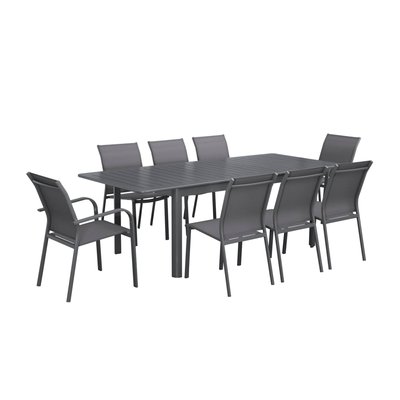 Table de jardin extensible aluminium + 8 assises SEATTLE + CLEVELAND + BUFFALO SWEEEK