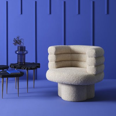 Fauteuil en tissu écru pivotant L82 cm - TREFLE SIGNATURE