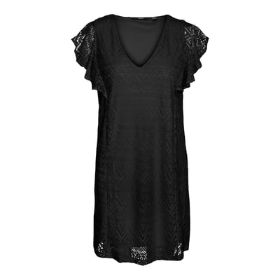 Robe Longue WYTON Col V Dentelle Superposée - Taille S (4-6) Noir/Beige - Neuf Sans Étiquette