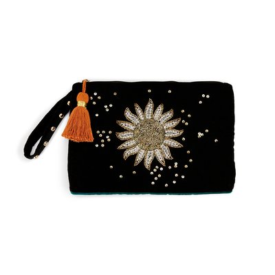 Pochette velours broderies de perles LOGAN WILD