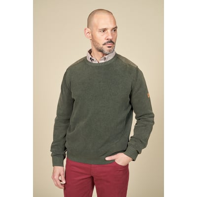 Pull col rond coton empiècements MCS