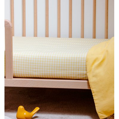 Drap housse bébé en percale de coton bio, VICHY KADOLIS