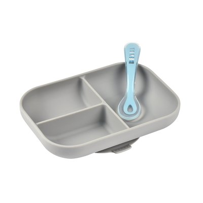 Set Repas Silicone 2 Pièces Compartimentés BEABA
