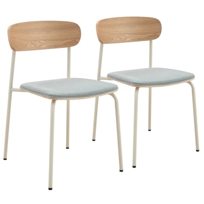Lot de 2 chaises en métal, bois et tissu, LEXY OVIALA