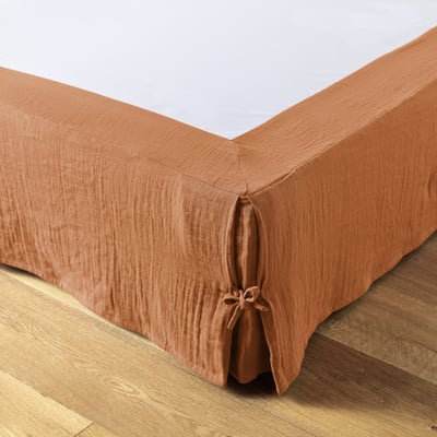 Cache sommier, en 100 % Gaze de coton, avec volant 30 cm EDEN