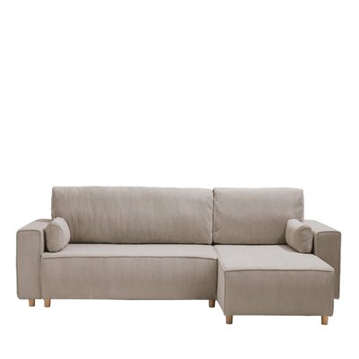 Canapé d'angle réversible convertible 4 places en velours côtelé avec coffre - Reko DRAWER