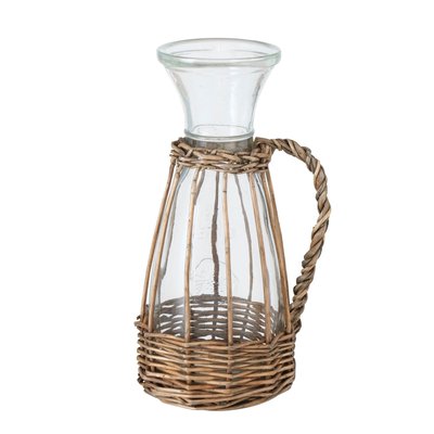 Carafe à eau ou jus de fruits en verre et bois 500ml WADIGA