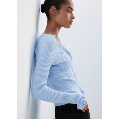 Cardigan côtelé à volant MANGO