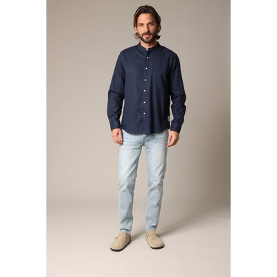 Chemise unie en lin avec col mao et manches longues SMITHY DEELUXE