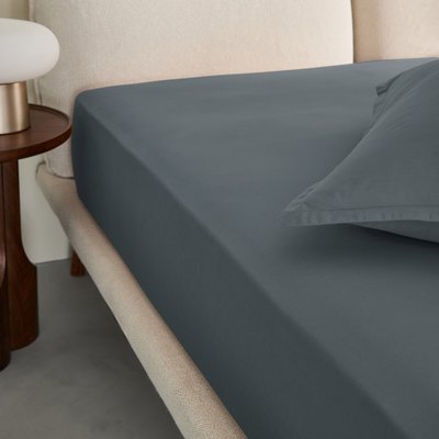 Drap-housse en percale lavée, bonnet 30 cm, Sabbal AM.PM