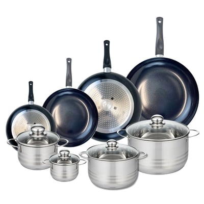 4 poêles 20/24/28/32cm + 4 faitouts 12/16/20/24cm PRIMA BRILLANT ELO