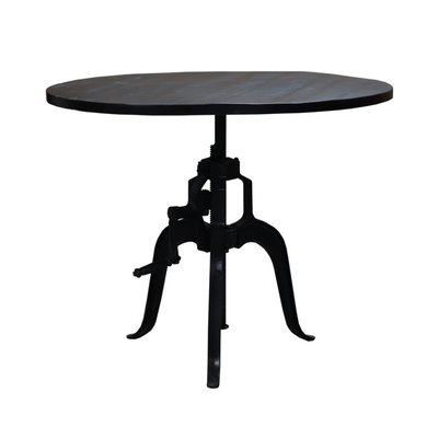 Table repas réglable ronde en acacia - MANIVELLE 100 MATHI DESIGN