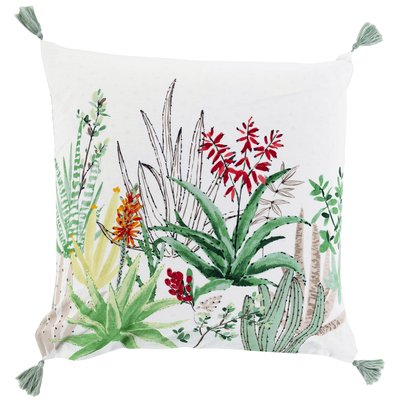 Taie d'oreiller carrée coton et lin ALOEVERA CARRE BLANC