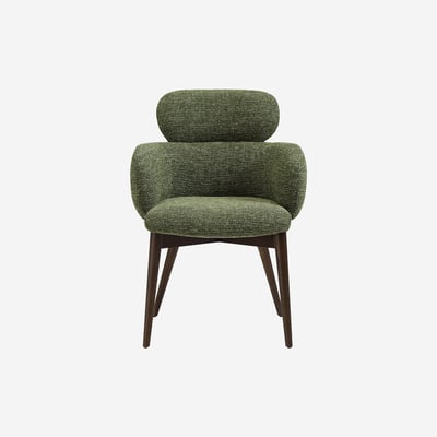 Lot de 2 chaises en tissu et bois massif couleur noyer avec accoudoirs FLORE HABITAT
