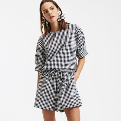 Bluse mit Rundhalsausschnitt und Vichy-Karos, Ballonärmel LA REDOUTE COLLECTIONS