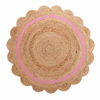Tapis rond pompons 90  jute polycoton Rosaly DECORATIE