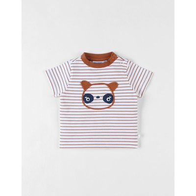 T-shirt rayé panda à manches courtes, écru/caramel NOUKIE'S