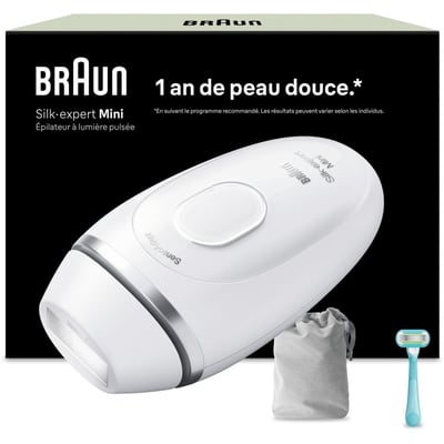 Epilateur lumière pulsée IPL PL1114 Silk-expert Mini, 1 teêt, 1 rasoir gillette Venus, 1 pochette BRAUN
