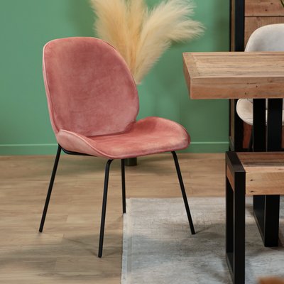 Chaise en velours rose pâle vintage (lot de 2) FLORENCE PIER IMPORT