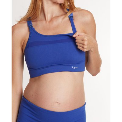 Brassière de sport de grossesse et d’allaitement Woma bleu électrique - fibres recyclées CACHE COEUR