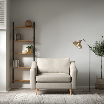 Rosa Curve Soft Woven Snuggle Chair with Light Wood Legs SO'HOME