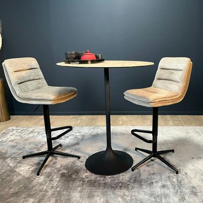 Table haute bistrot en céramique aspect bois D 90 cm LOMBARDIE PIER IMPORT