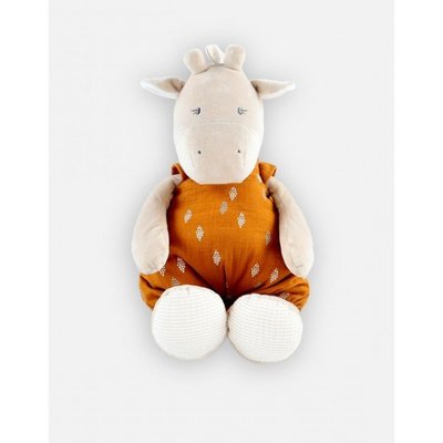 Peluche medium Tiga en mousseline de coton bio, beige et ocre NOUKIE'S