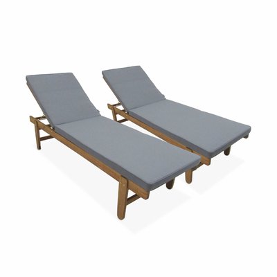 Bain de soleil bois d'acacia multi positions avec roulettes (lot de 2) AREQUIPA SWEEEK