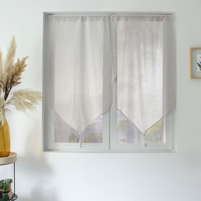 Paire de petits rideaux aspect lin finition pointe HOME MAISON