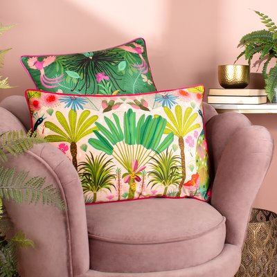 Tropical Peacock Piped Filled Cushion SO'HOME