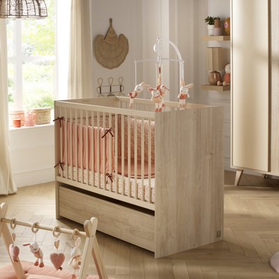 Lit bébé évolutif avec têtes panneaux imitation bois SAUTHON