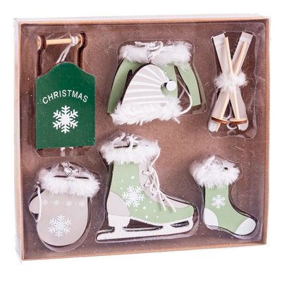 Set de 10 décorations de Noël en bois sport d'hiver Vert - 9.5cm WADIGA
