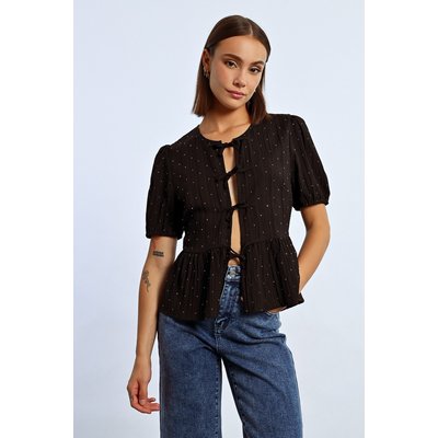 Blouse parsemée de strass à nouer LILI SIDONIO