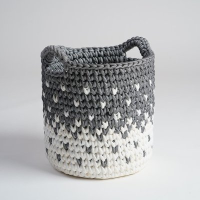 Panier en corde gris et blanc S ELLY WANDA COLLECTION