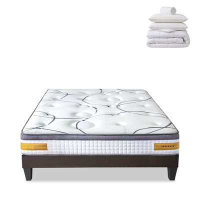 Prêt-à-dormir COPENHAGUE avec Sommier, Couette, Oreillers et Protège-matelas BELLECOUR