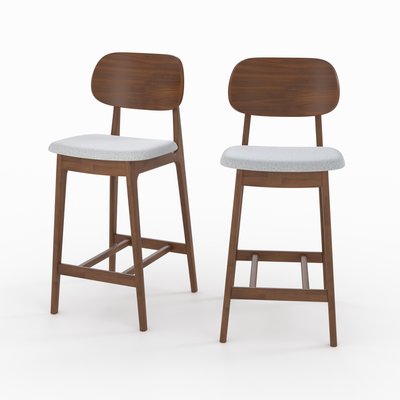 Lot de 2 chaises pour îlot central 66 cm en bois et tissu - CHARLIZE RENDEZ-VOUS DÉCO