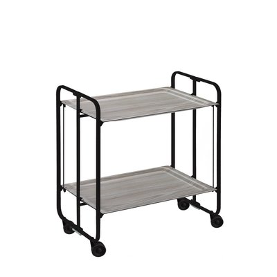 Table roulante pliante BAUHAUS, 2 plateaux, châssis noir DON HIERRO