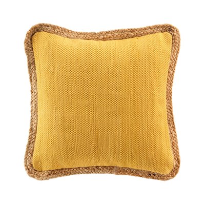 Coussin bifaces avec contour en jute DOUCEUR D'INTÉRIEUR